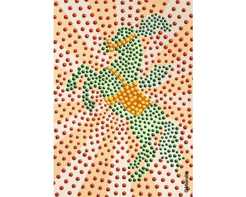 Illustratie van een tuinschop, weergegeven door stippen.