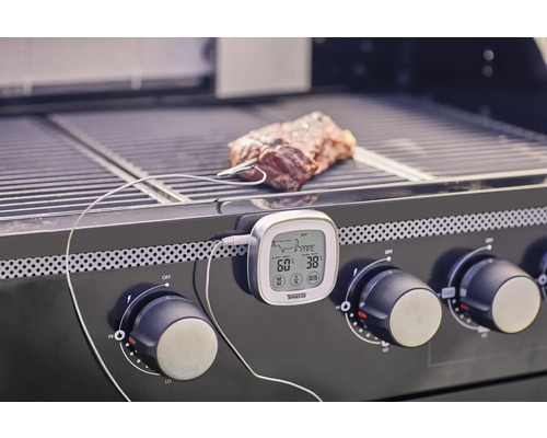 Digitale barbecue thermometer met temperatuursensor voor het bewaken van de gaarheid van vlees op de grill