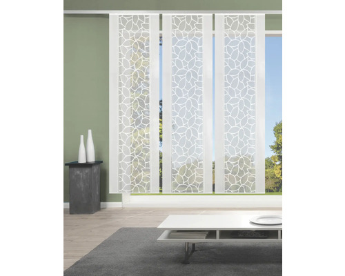 Kamerzicht met schuifgordijnen met bladmotief