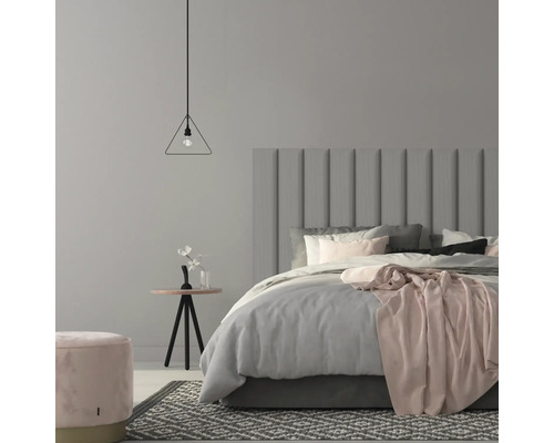 MOLLIS Wandkussen Corduroy ribbel donkergrijs 15x90 cm Slaapkamer met bed, nachtkastje, kruk en hanglamp in modern design