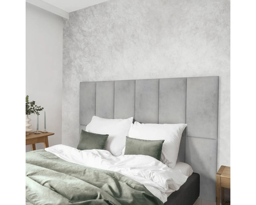 MOLLIS Wandkussen Print grijs beton 30x60 cm Slaapkamer met bed, gestoffeerd hoofdeinde en decoratieve wandafwerking