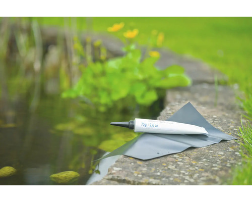 Reparatieset voor vijverfolie met lijm en folie voor het afdichten van vijvers