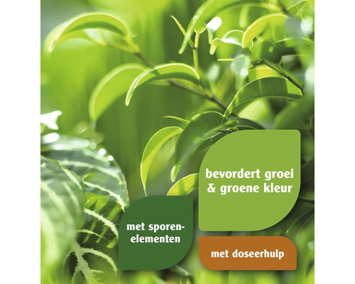 Plantenvoeding ter bevordering van groei en kleur met sporenelementen en doseerhulp