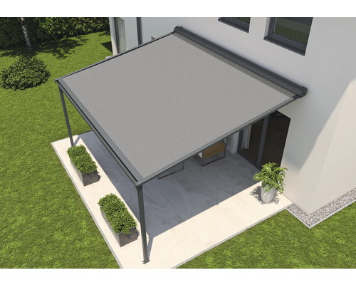 Terrasoverkapping met plantenbakken op een terras