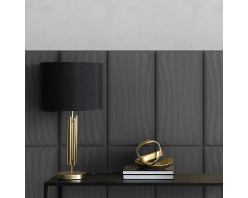 MOLLIS Wandkussen Corduroy ribbel donkergrijs 30x60 cm Decoratieve scène met een tafellamp, een boek en een sculptuur op een tafel