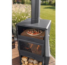 Pizzaoven met pizza, hout en vuur