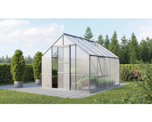 VITAVIA Tuinkas Meridian 1 8300 polycarbonaat 6 mm alu, 257x321x231,8 cm Kas met planten in de tuin