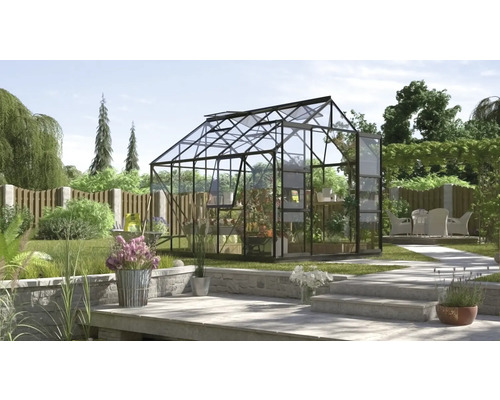 VITAVIA Tuinkas Jupiter 8300 veiligheidsglas 3 mm zwart, 257x321x247,9 cm Glazen tuinkas in de tuin