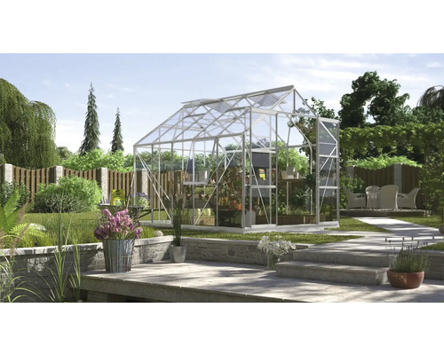 VITAVIA Tuinkas Jupiter 8300 veiligheidsglas 3 mm alu, 257x321x247,9 cm Kas in de tuin met planten en tuinmeubelen