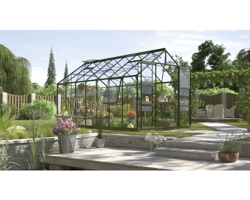 VITAVIA Tuinkas Jupiter 11500 veiligheidsglas 3 mm smaragd, 257x445x247,9 cm Tuinkas met planten en bloemen in de tuin