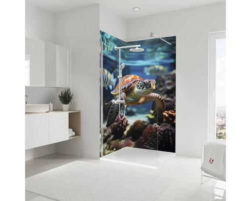 SCHULTE Doucheachterwand 2x 90x210 cm hoekset schildpad Moderne badkamer met douche en zeeschildpaddesign