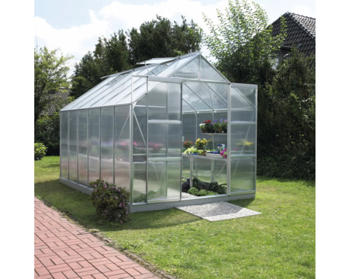 VITAVIA Kweekkas Uranus 9900 aluminium met kanaalplaten 4 mm 257 x 383 cm Kas van aluminium en kunststof in de tuin.