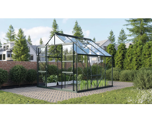 VITAVIA Tuinkas Meridian 2 6700 veiligheidsglas 3 mm smaragd, 257x258x231,8 cm Tuinkas met planten in de tuin