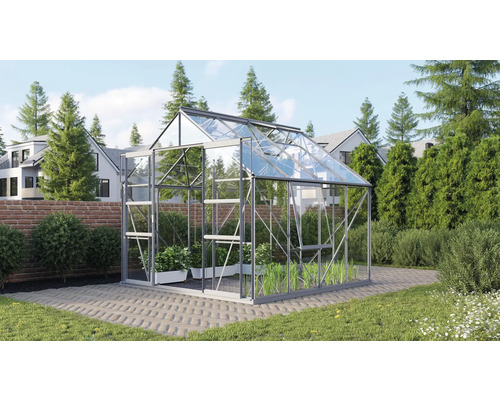 VITAVIA Tuinkas Meridian 2 6700 veiligheidsglas 3 mm alu, 257x258x231,8 cm Kas met planten in de tuin