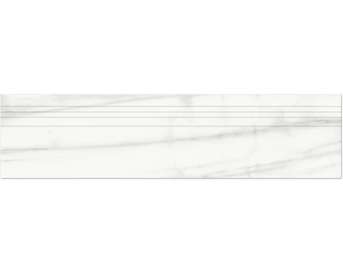 MIRAVA Traptegel Lucca 29,5 x 120 cm gerectificeerd Witte wandtegel met marmerlook