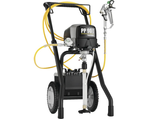 Verfspuitapparaat op wielen met slang en spuitpistool