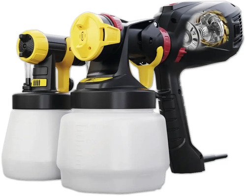 Twee verfspuitpistolen met reservoir
