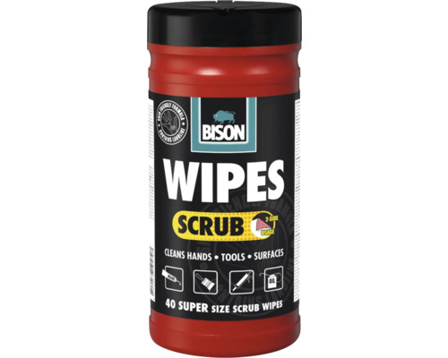 Bison reinigingsdoekjes Scrub, 40 stuks, voor het reinigen van handen, gereedschap en oppervlakken