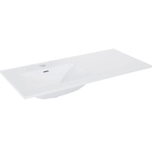 Wastafelblad van keramiek met kraangat en overloop