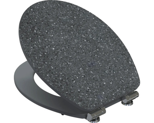 Toiletzitting met steendecor en softclosemechanisme