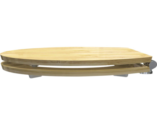 Toiletbril van bamboe met chromen beslag