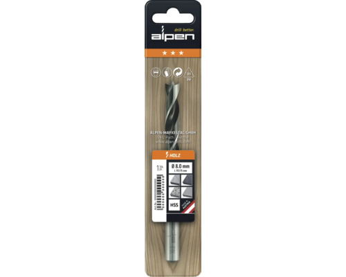 Alpen houtboor 8 mm in blisterverpakking