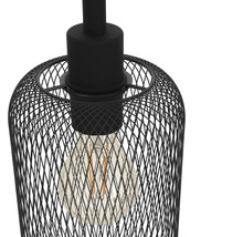 Hanglamp met zwarte metalen draadkooi en gloeilamp