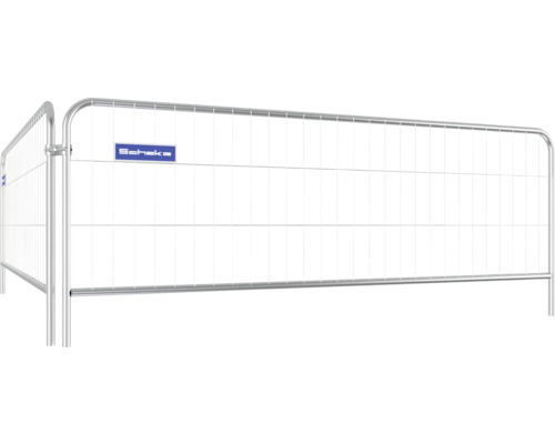 Metalen bouwhek met Saheke logo