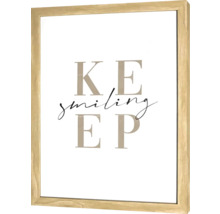 Ingelijste wanddecoratie met de tekst Keep Smiling