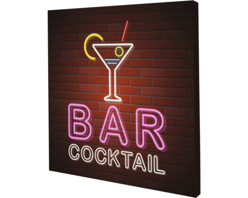 Schilderij canvas Cocktailbar Neon 50x50 cm