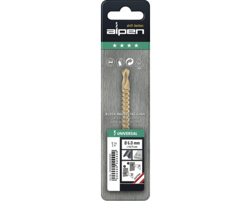 Alpen Universal plug 6 millimeter in blisterverpakking