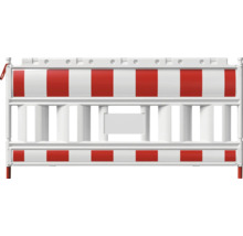 Bouwhek met rood-witte strepen voor het afzetten van bouwplaatsen