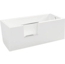 Rechthoekig bad met baddeur en instaphulp.