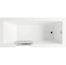 Rechthoekig bad bovenaanzicht met afvoer en overloop