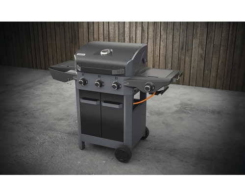 Gasbarbecue met vier branders, bijzettafels en onderkast