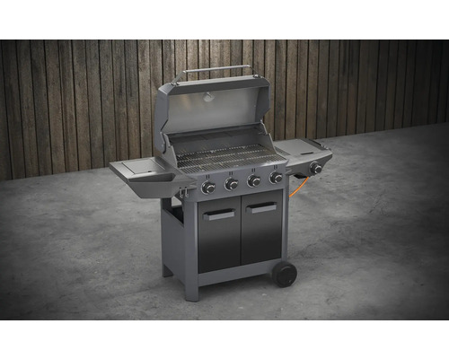 Gasbarbecue met vier branders, grillrooster en onderkast