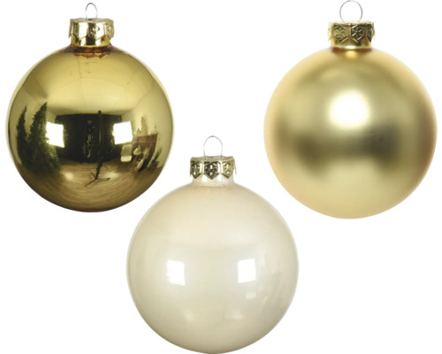 DECORIS Kerstbal glas crème goud Ø 6 cm 49 st.