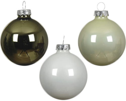 DECORIS Kerstbal glas groen wit Ø 6 cm 49 st.