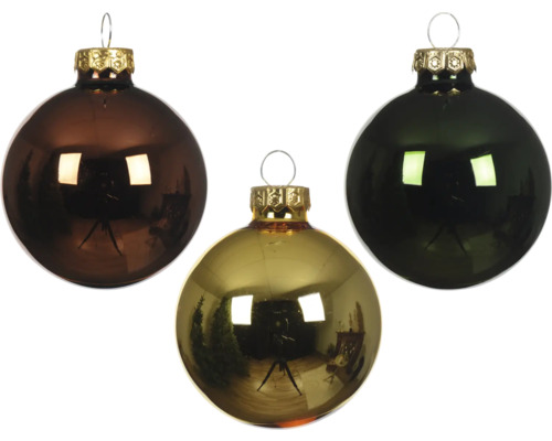 DECORIS Kerstbal glas bruin goud Ø 6 cm 49 st.