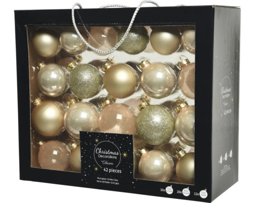 DECORIS Kerstbal glas champagne crème Ø 7 cm 42 st.