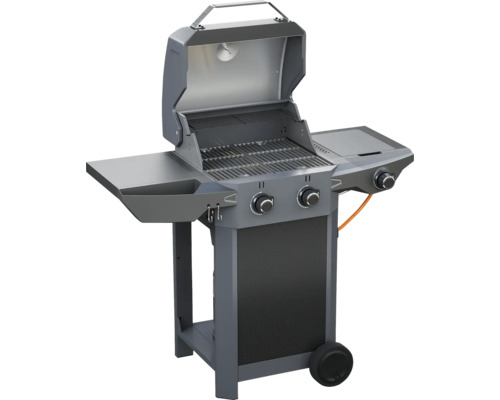 Gasbarbecue met open deksel, grillroosters en zijplanken