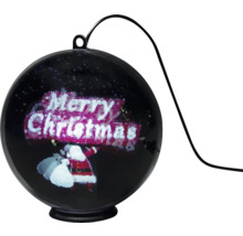 Kerstbal met de tekst ''Merry Christmas'' en een kerstmanmotief