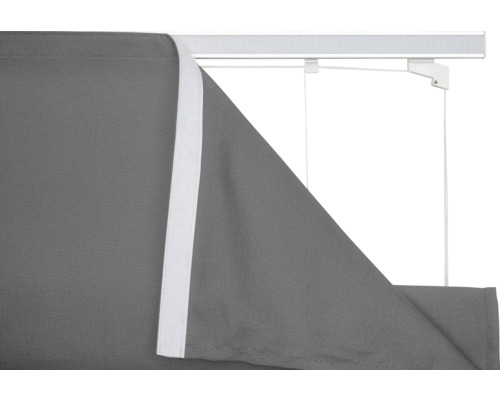 Grijs rolgordijn met witte steun