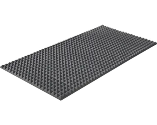Schuimvulling Akupur 100x200x3 cm Akoestische schuimplaat met piramidevormig oppervlak voor geluidsabsorptie.