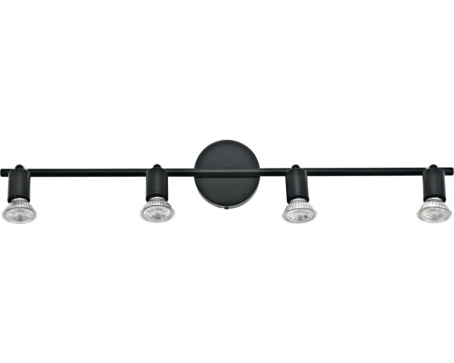 Zwarte spotlamp met vier spots voor plafondmontage