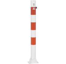 Afsluitpaal met slot en rood-witte strepen