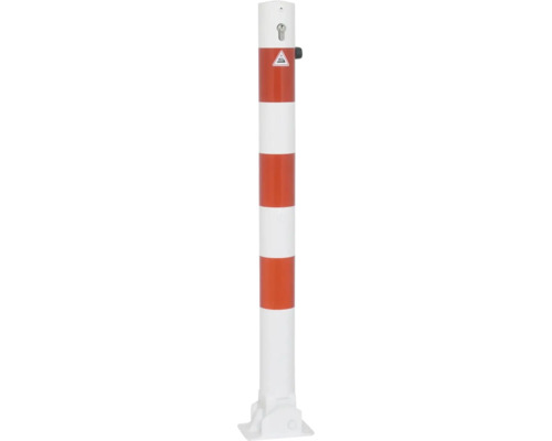 Afsluitpaal met slot en rood-witte strepen