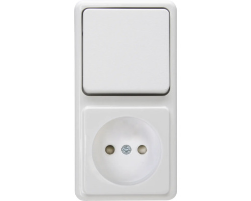 ROTH LANGE Opbouw combinatie stopcontact 1-voudig + wisselschakelaar IP20 polarwit Schakelaar stopcontact combinatie voor wandmontage