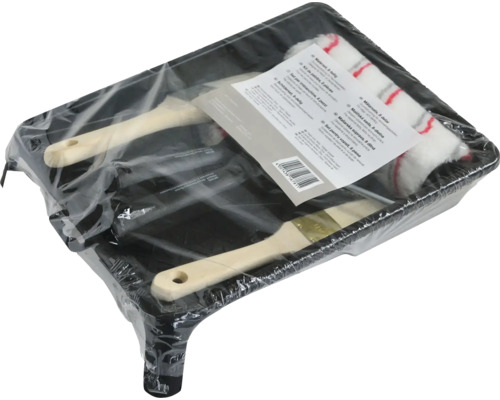 Verfkwastset met verfbak en verfrollers, verpakt