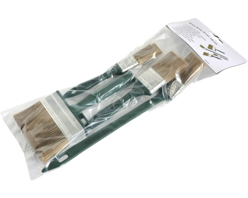 Verfkwastenset met vier verfkwasten van verschillende grootte in een plastic verpakking